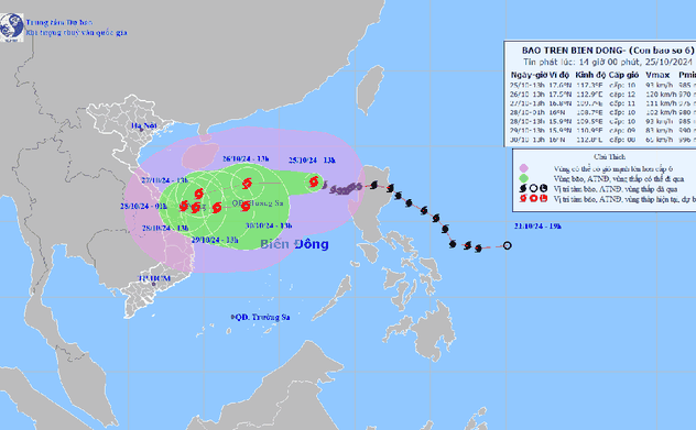Bão số 6 có diễn biến rất phức tạp, có thể thay đổi 