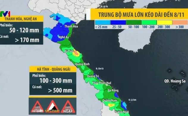 Trung Bộ mưa lớn kéo dài đến ngày 8/11, hàng loạt hồ chứa ở Hà Tĩnh xả tràn