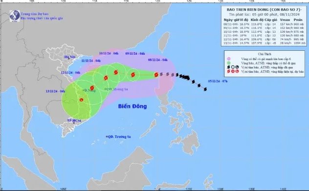 Bão Yinxing vào Biển Đông, trở thành cơn bão số 7 