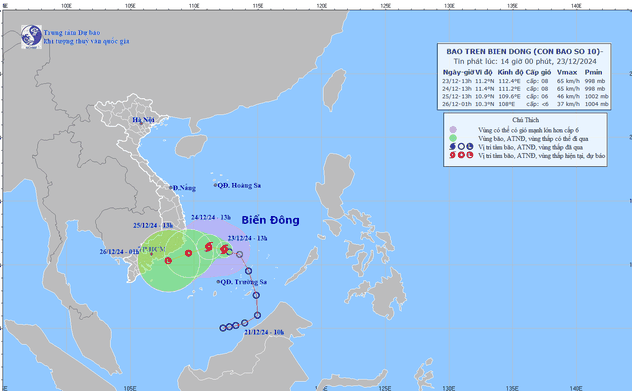 Áp thấp nhiệt đới mạnh lên thành cơn bão số 10 