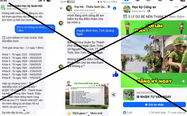Cảnh giác với trò lừa mạo danh “Học kỳ Công an”, "Trại hè Quân đội"