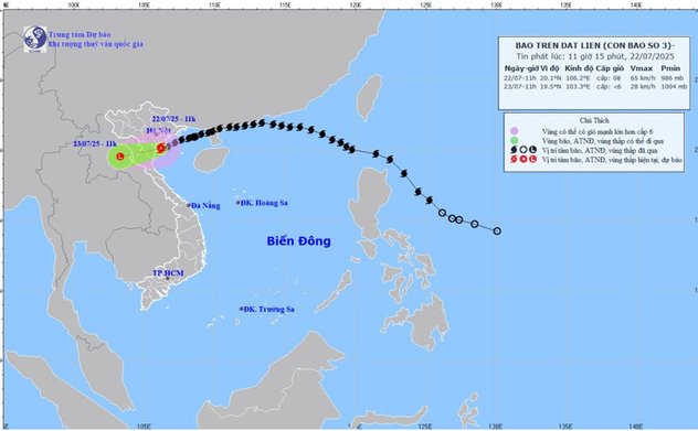 Dự báo bão số 3 vào đất liền rồi suy yếu nhanh, gây mưa lớn diện rộng 