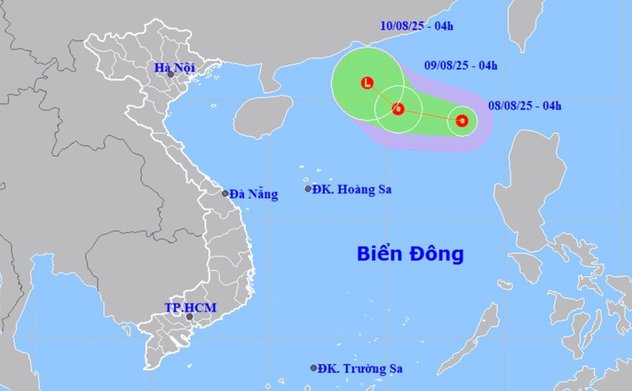 Áp thấp nhiệt đới giật cấp 8 vừa hình thành trên Biển Đông