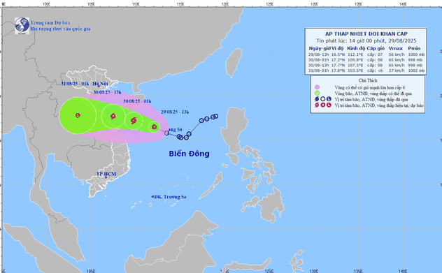 Tin áp thấp nhiệt đới khẩn cấp, cảnh báo mưa lớn ở Hà Tĩnh 