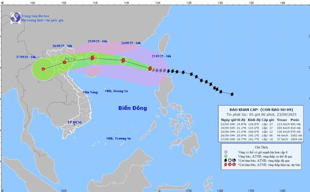 Siêu bão Ragasa gây gió giật trên cấp 17
