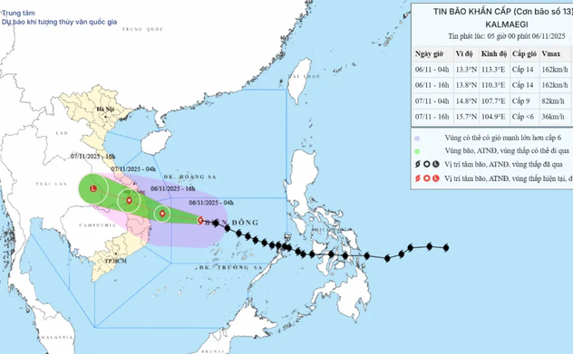 Bão số 13 giật cấp 17, đi vào đất liền miền Trung trong đêm nay