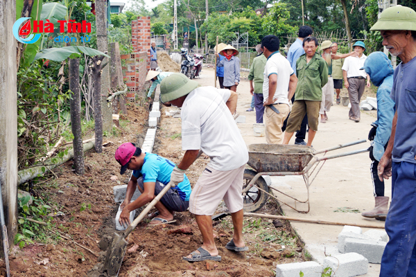 Nông dân Cẩm Duệ hồ hởi góp sức xây dựng nông thôn mới