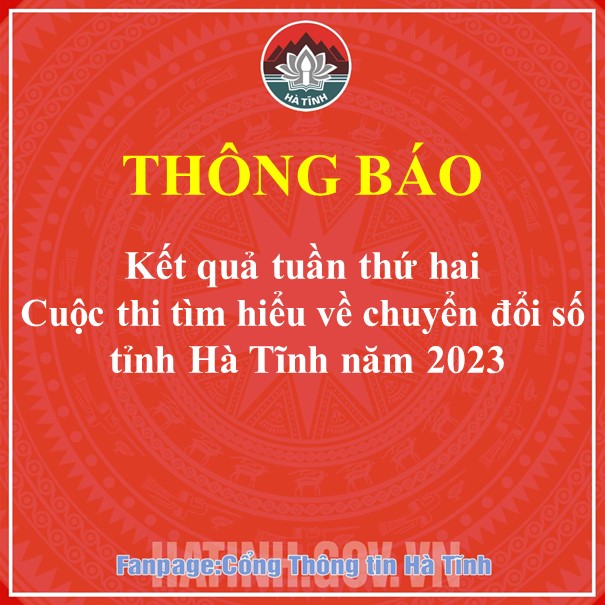 Kết quả tuần thứ hai Cuộc thi tìm hiểu về chuyển đổi số tỉnh Hà Tĩnh năm 2023