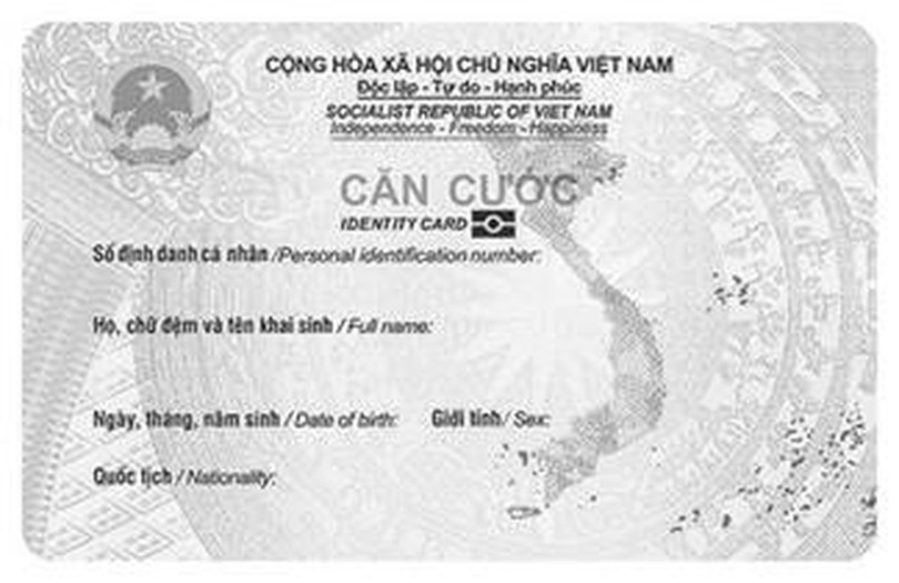 Thẻ căn cước mới sẽ có 2 ngôn ngữ tiếng Việt và tiếng Anh