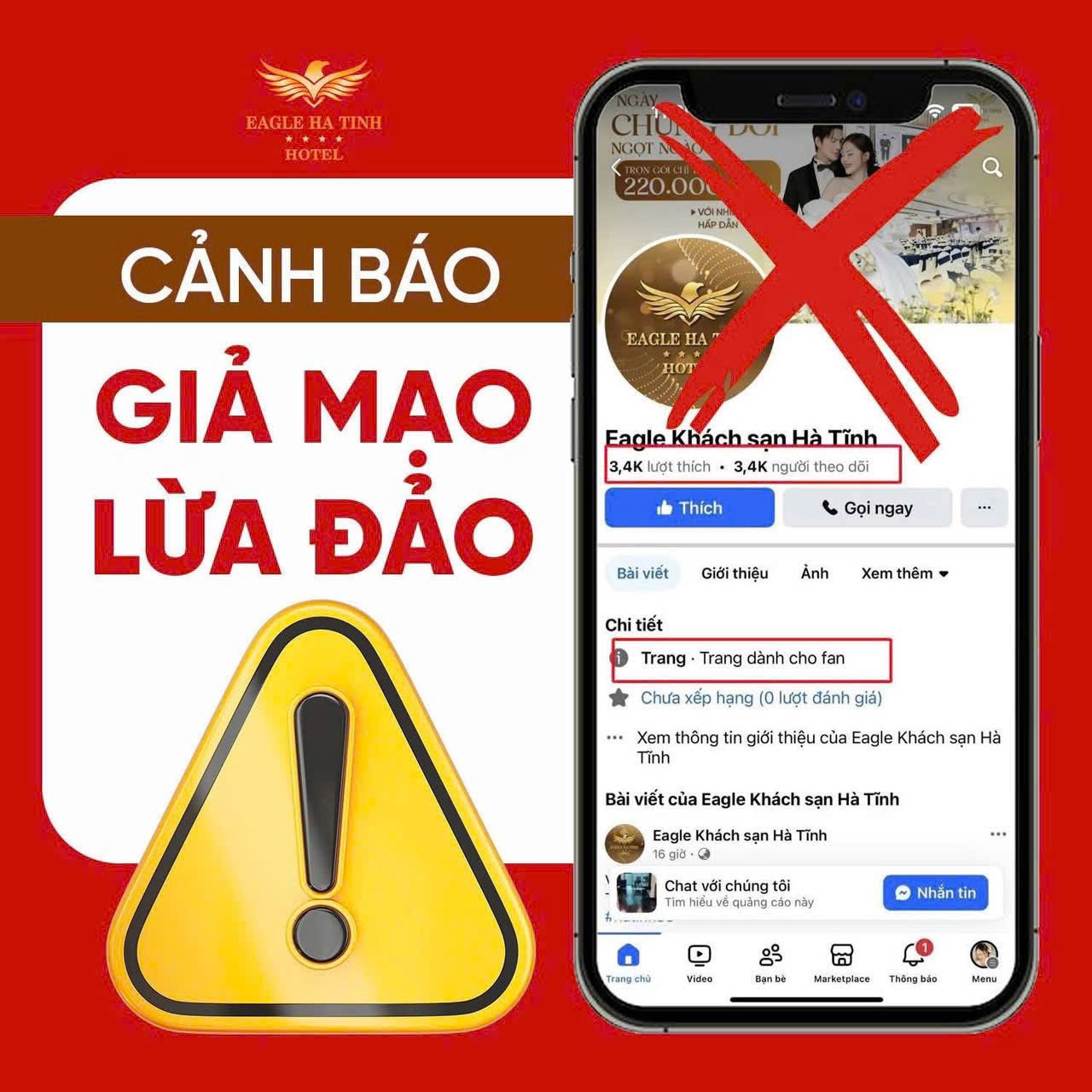 Cảnh giác tội phạm lừa đảo giả mạo Fanpage của các cơ sở lưu trú trên địa bàn Hà Tĩnh để chiếm đoạt tài sản