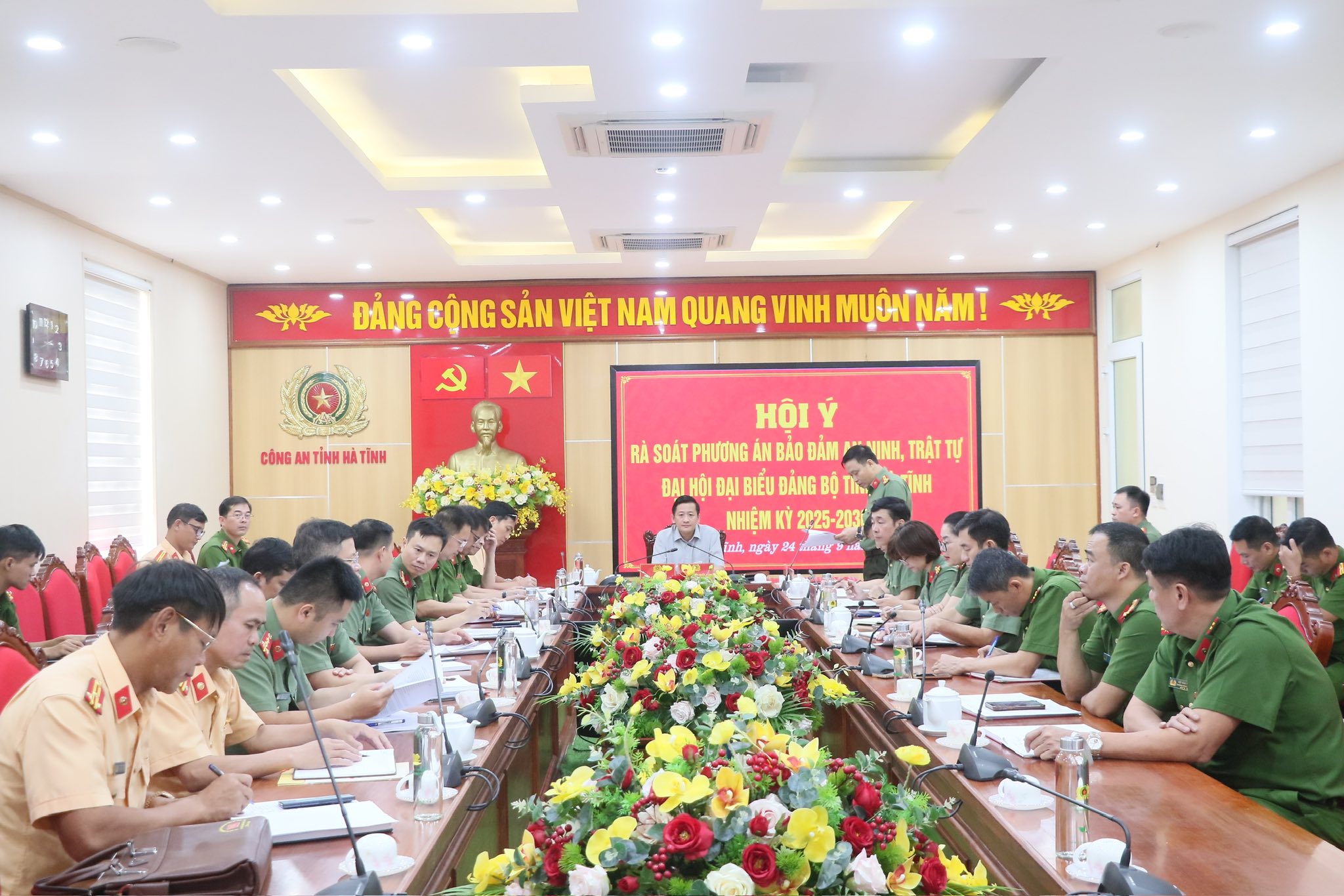 Công an Hà Tĩnh rà soát phương án đảm bảo an ninh trật tự phục vụ Đại hội Đảng bộ tỉnh lần thứ XX