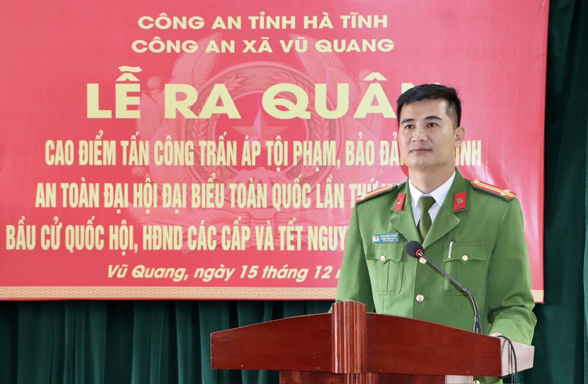 Công an xã Vũ Quang ra quân cao điểm tấn công, trấn áp tội phạm, bảo đảm an ninh, trật tự