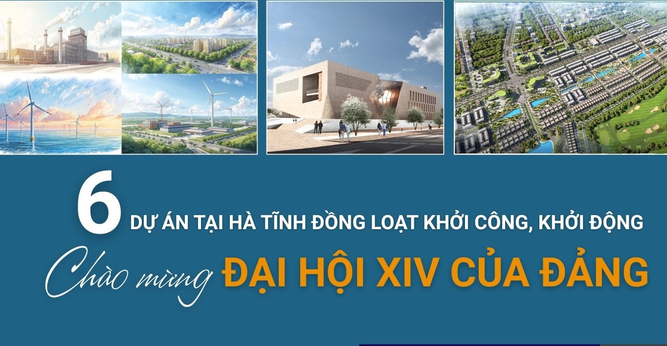 [Infographic] 6 dự án tại Hà Tĩnh khởi công, khởi động chào mừng Đại hội XIV của Đảng